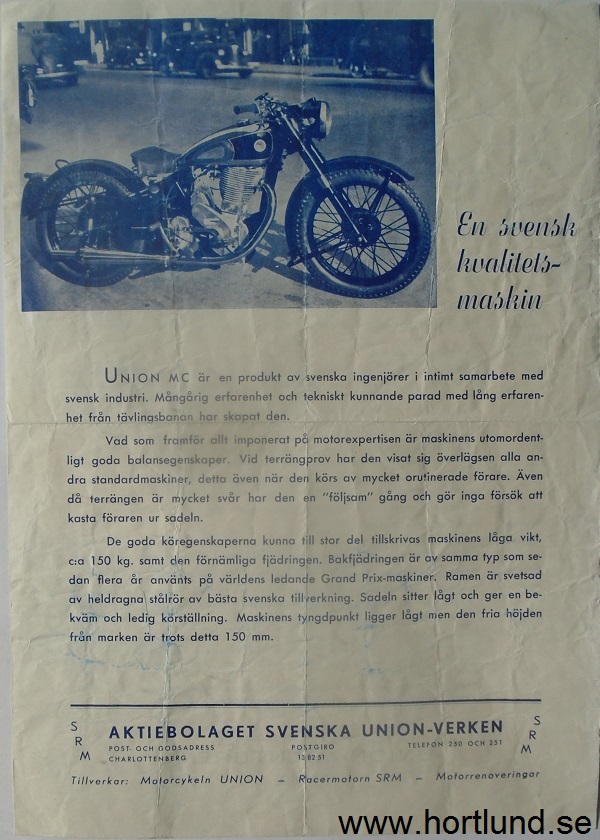 1950 Union broschyr svensk
