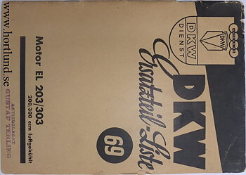 1940 DKW Motor EL 203/303 Reservdelskatalog