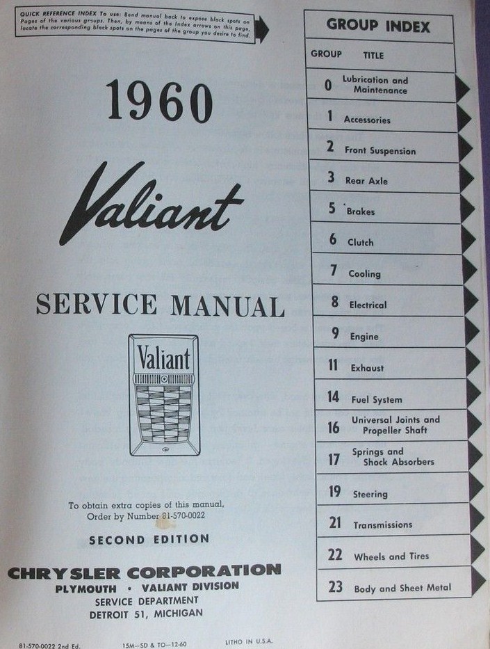 1960 Valiant Service Manual - 2
