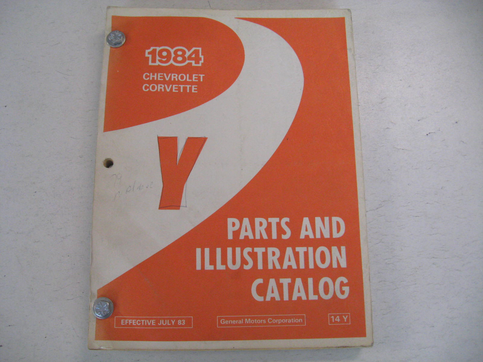 1984 Chevrolet Paprts & Illustration Catalog Y Corvette