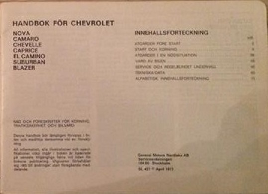 1977 Chevrolet Handbok svensk - 2