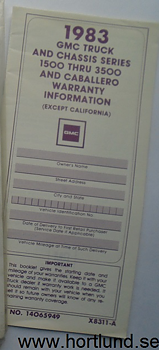 1983 GMC 1500-3500 and Caballero Truck Warranty Information