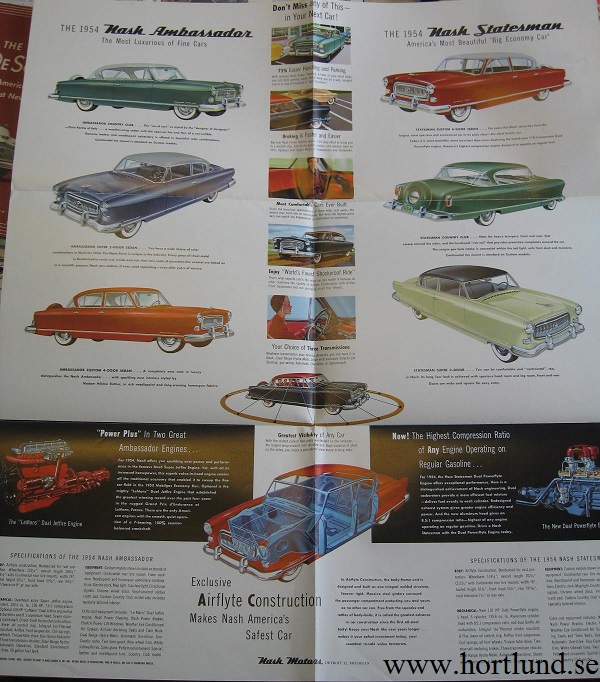 1954 Nash Ambassador och Statesman broschyr - 2