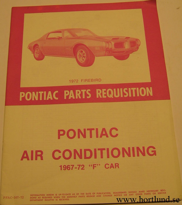 1967 - 1972 Pontiac Parts Requisition AC Firebird