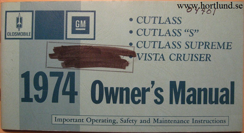 1974 Oldsmobile Cutlass o Vista Cruiser Owner's Manual