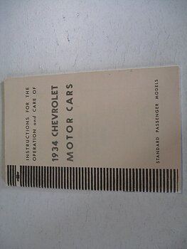1934 Chevrolet Instructions For The Care And Operation Of 1934 Motor Cars Nytryck