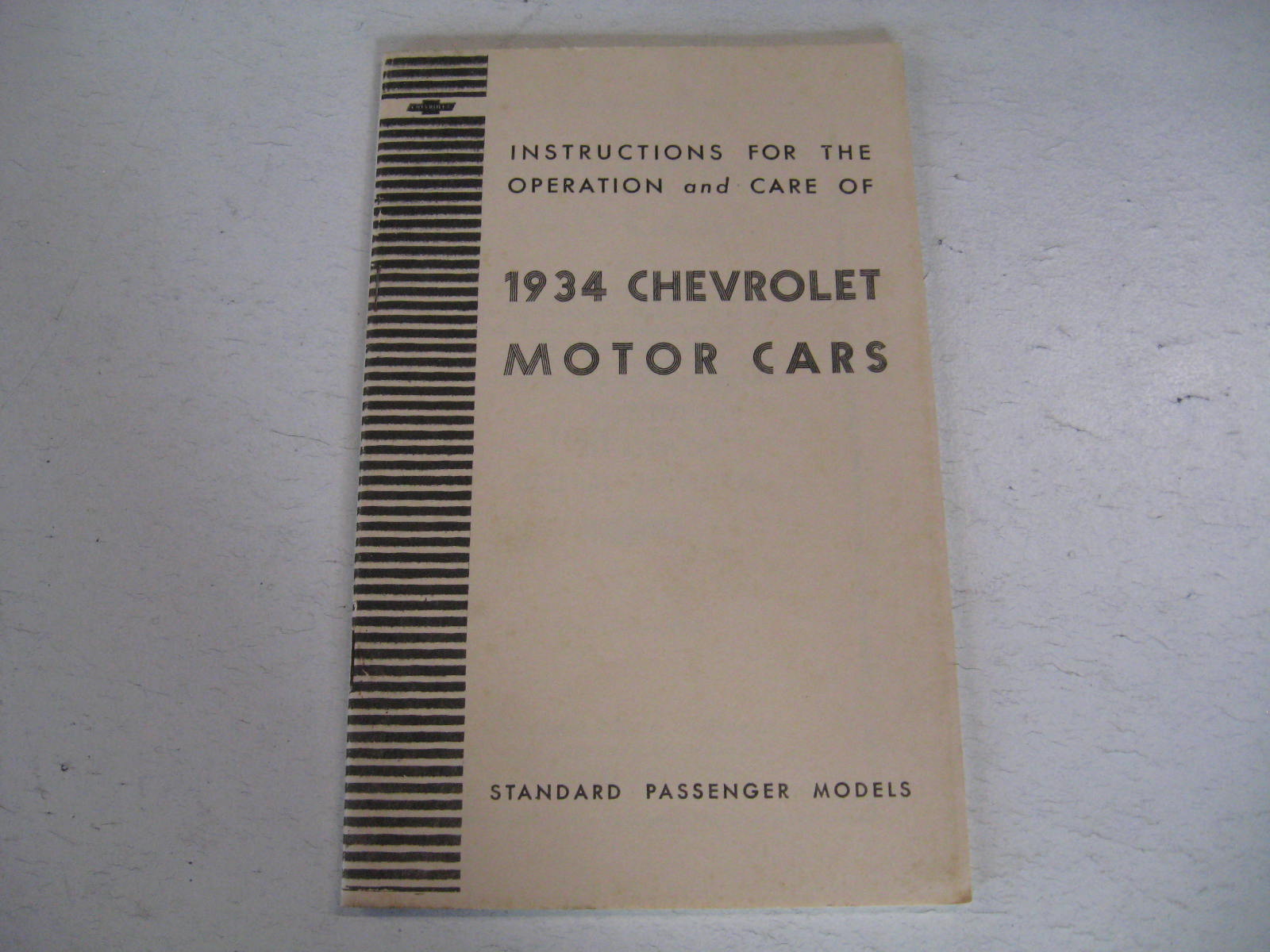 1934 Chevrolet Instructions For The Care And Operation Of 1934  Cars Master passanger modells  Nytryck