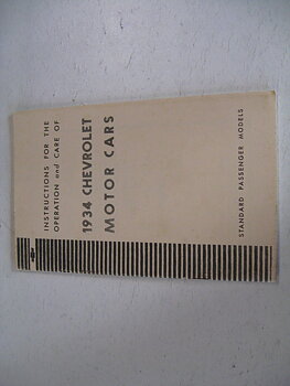 1934 Chevrolet Instructions For The Care And Operation Of 1934  Cars Master passanger modells  Nytryck
