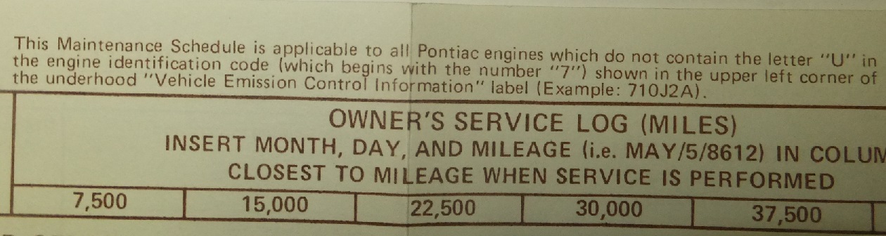 1977 Pontiac Maintenance Schedule I alla modeller - 2