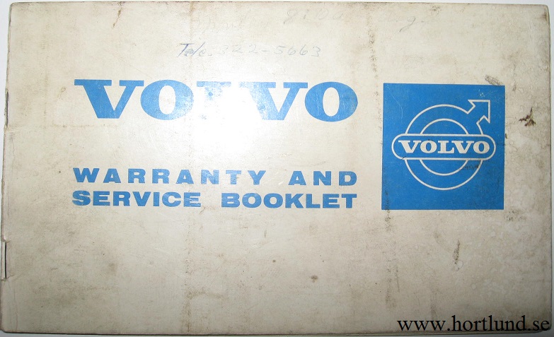 1969 Volvo Warranty and Service Booklet