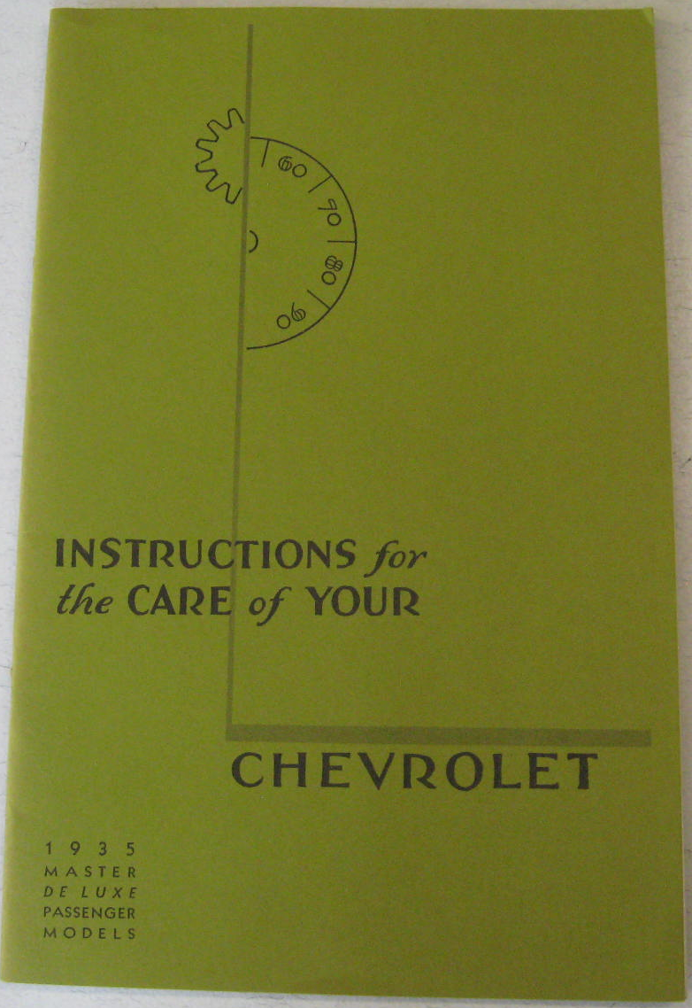 1935 Chevrolet Instructions and care Master Deluxe Passanger Models