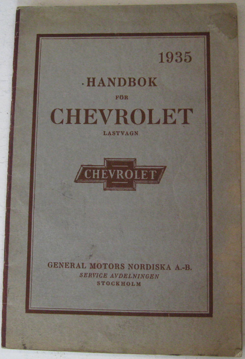 1935 Chevrolet Handbok för Lastvagn Svenskt Original