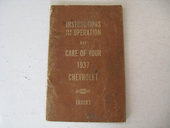 1937 Chevrolet Instructions and Care Trucks