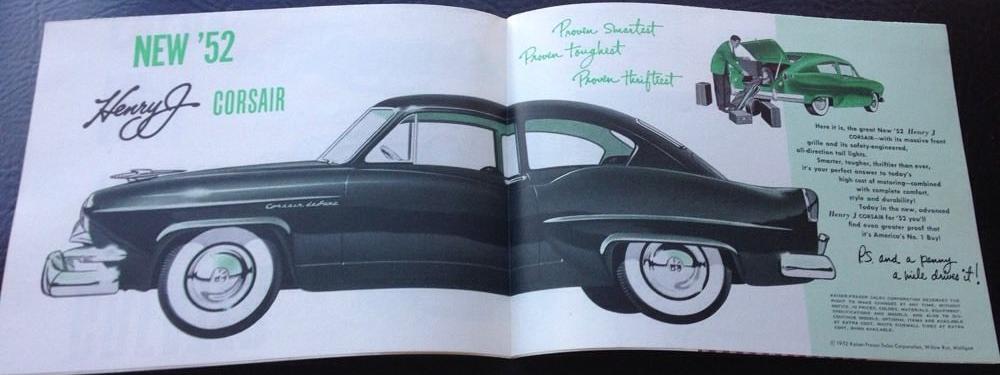 1952 Henry J Corsair broschyr - 2