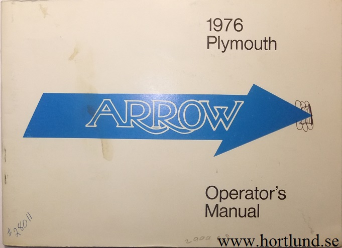 1976 Plymouth Arrow Operator's Manual