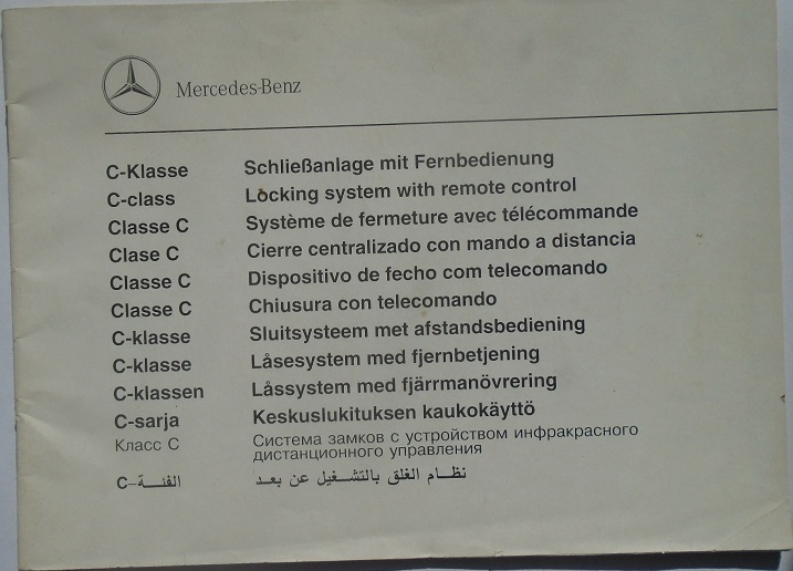 1995 Mercedes-Benz Låssystem med fjärrmanövrering för C-klassen Instruktionsbok