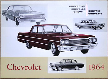 1964 Chevrolet alla modeller broschyr Svenskt Original