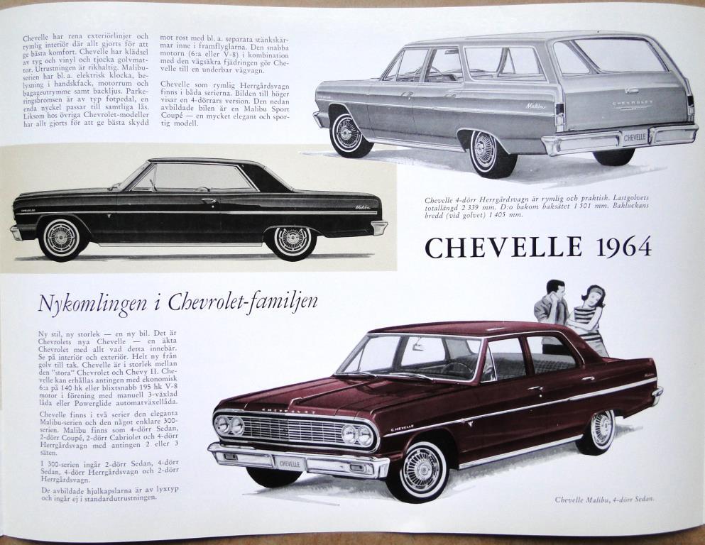 1964 Chevrolet alla modeller broschyr Svenskt Original - 3