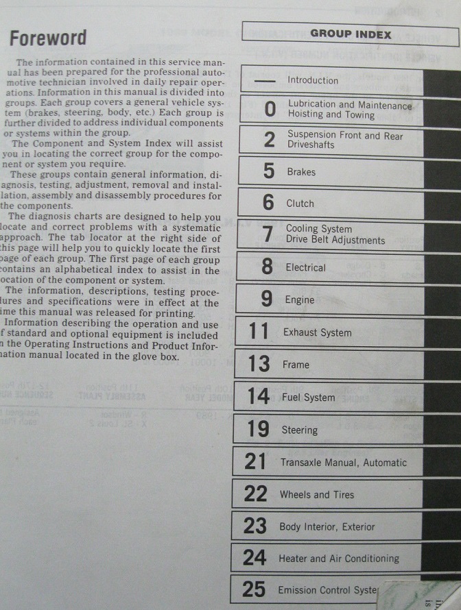 1989 FWD Van/Wagon Service Manual - 2