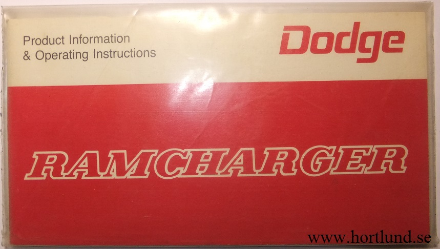 1976 Dodge Ramcharger Operator's Manual
