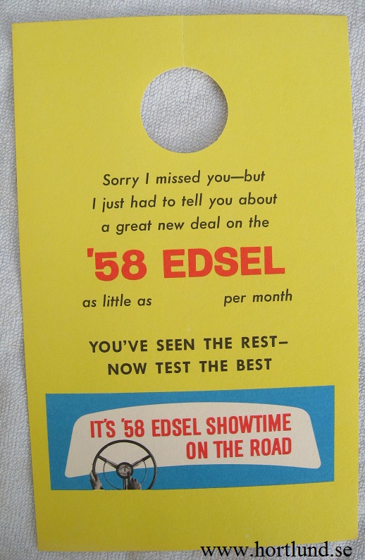 1958 Edsel dörrflyer