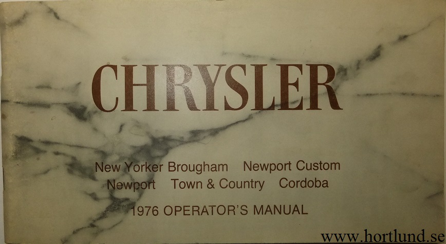 1976 Chrysler Operator's  Manual