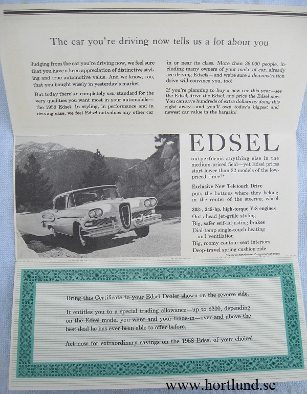 1958 Edsel Certificate grön