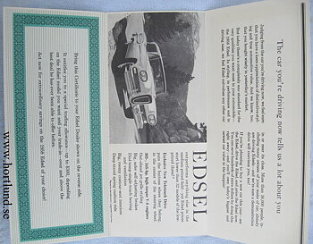 1958 Edsel Certificate grön