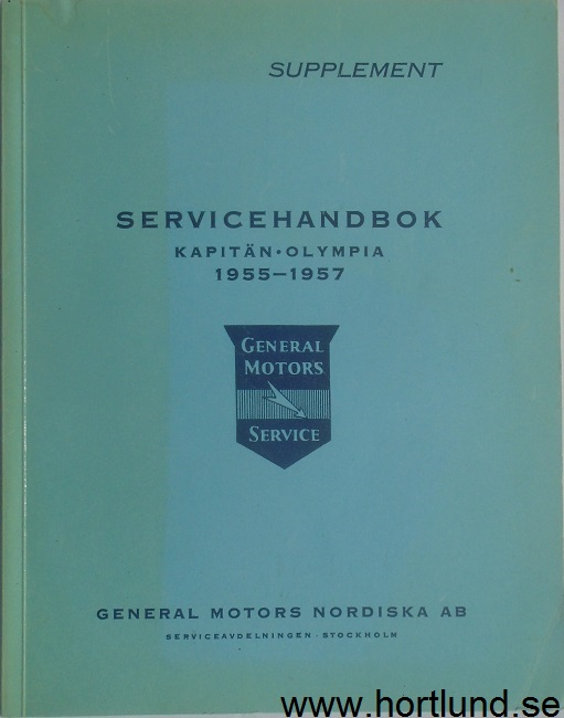 1955 - 1957 Opel Kapitän-Olympia Servicehandbok supplement på svenska