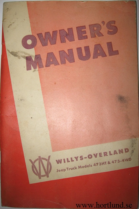 1950 Jeep Truck 473HT & 473-4WD Owner's Manual