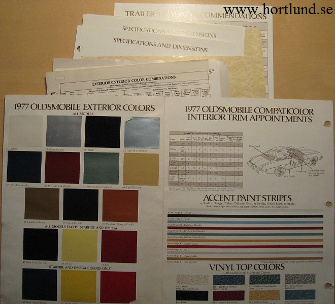 1977 Oldsmobile Exterior Colors alla modeller