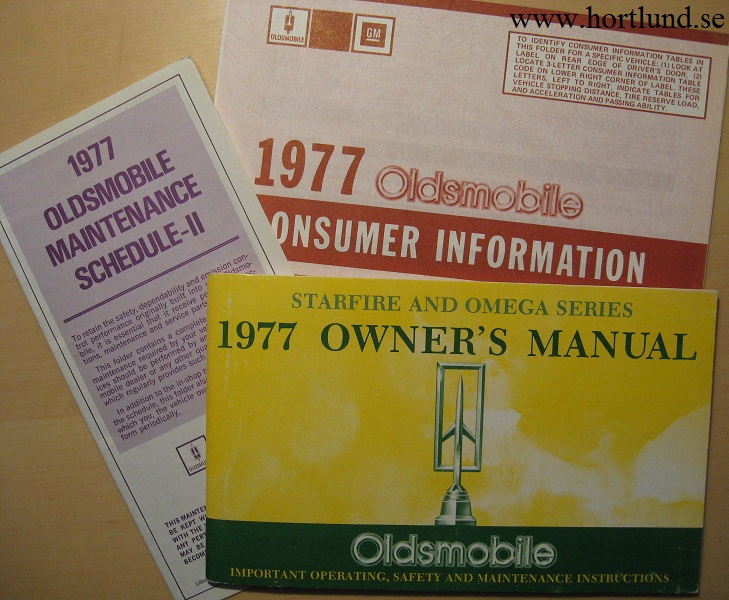 1977 Oldsmobile Starfire and Omega Owner's Manual