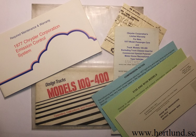 1977 Dodge Truck 100-400 Operating Instructions