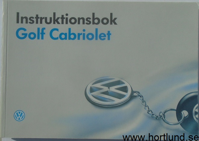 1992 Volkswagen VW Golf Cabriolet Instruktionsbok