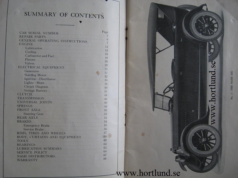 1924 Nash Six Information for the Owner - 2