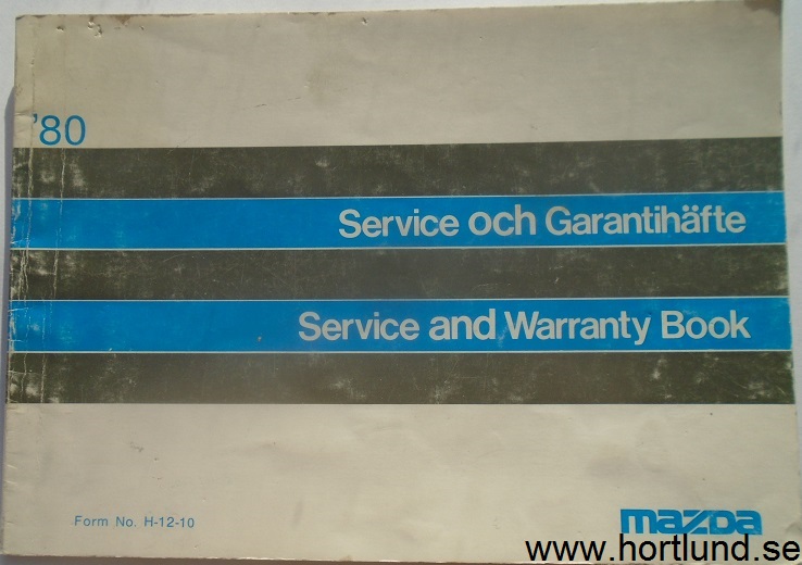 1980 Mazda Service och Garantihäfte 1:a utg.