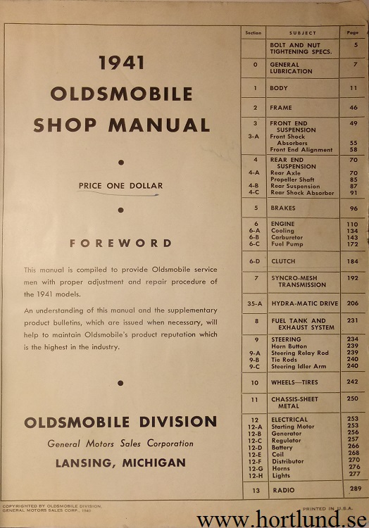 1941 Oldsmobile Shop Manual - 2