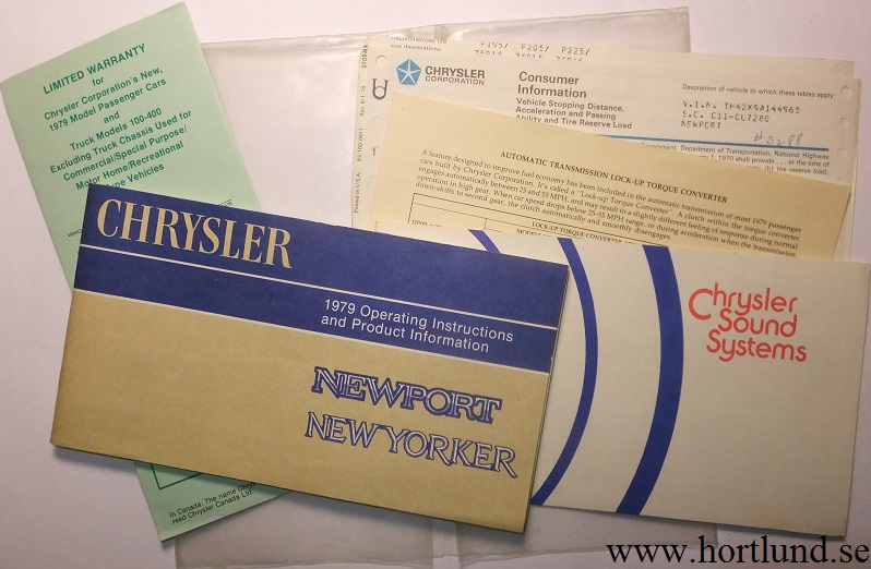 1979 Chrysler Operating Instructions