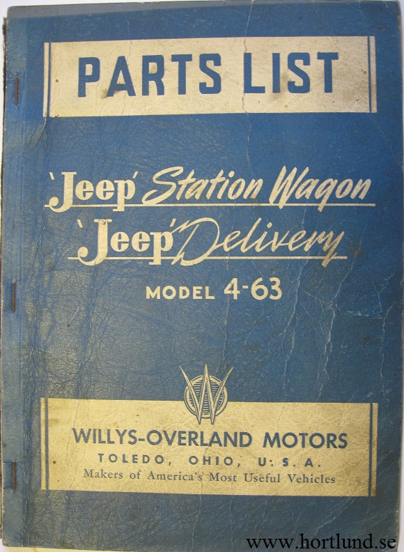 1946 Jeep 4-63 Station Wagon and Sedan Delivery Parts List