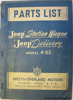 1946 Jeep 4-63 Station Wagon and Sedan Delivery Parts List