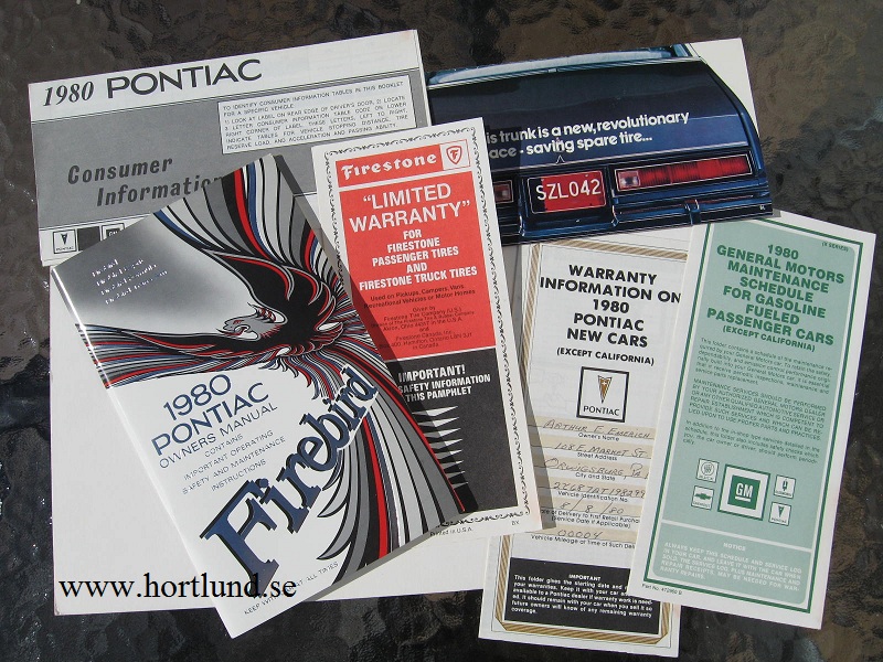 1980 Pontiac Firebird Owners Manual set