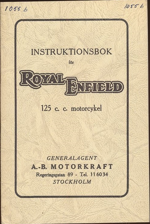 1946 Royal Enfield 125 cc Instruktionsbok svensk