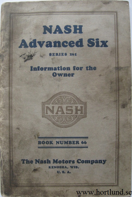 1926 Nash Advanced Six Series 261 Information for the Owner