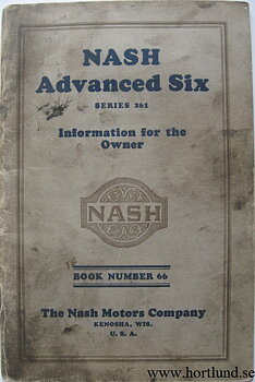 1926 Nash Advanced Six Series 261 Information for the Owner