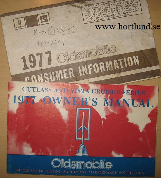 1977 Oldsmobile Cutlass o Vista Cruiser Owner's Manual