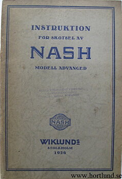 1926 Nash Advanced Six Instruktionsbok svensk