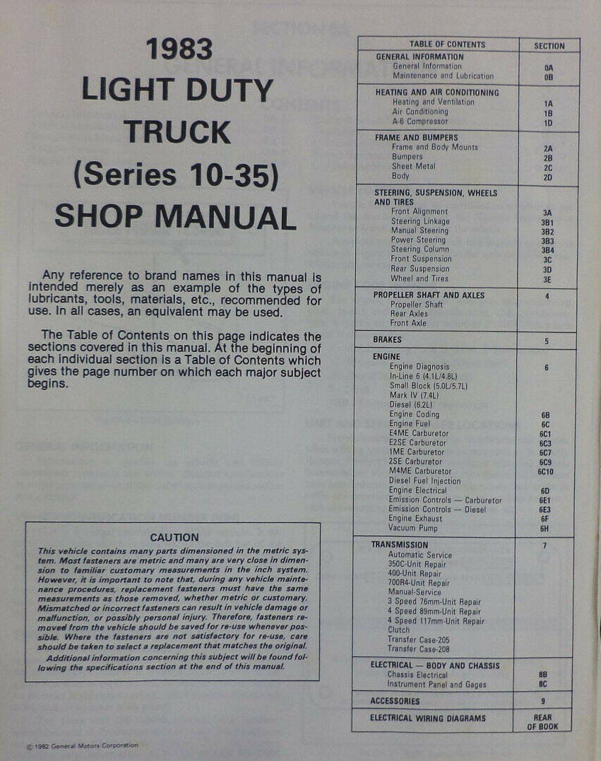 1983 GMC Light Duty Trucks Service Manual - 2