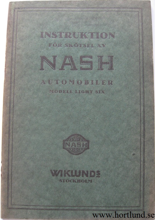 1927 Nash Light Six Instruktionsbok svensk