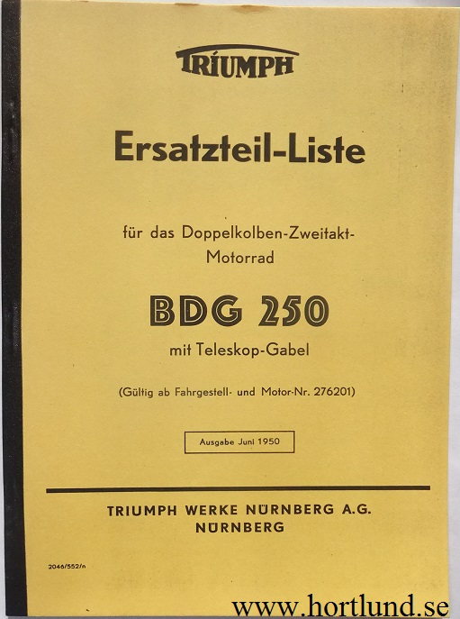 1950-1952 TWN BDG 250 och BDG 250 H Reservdelskatalog