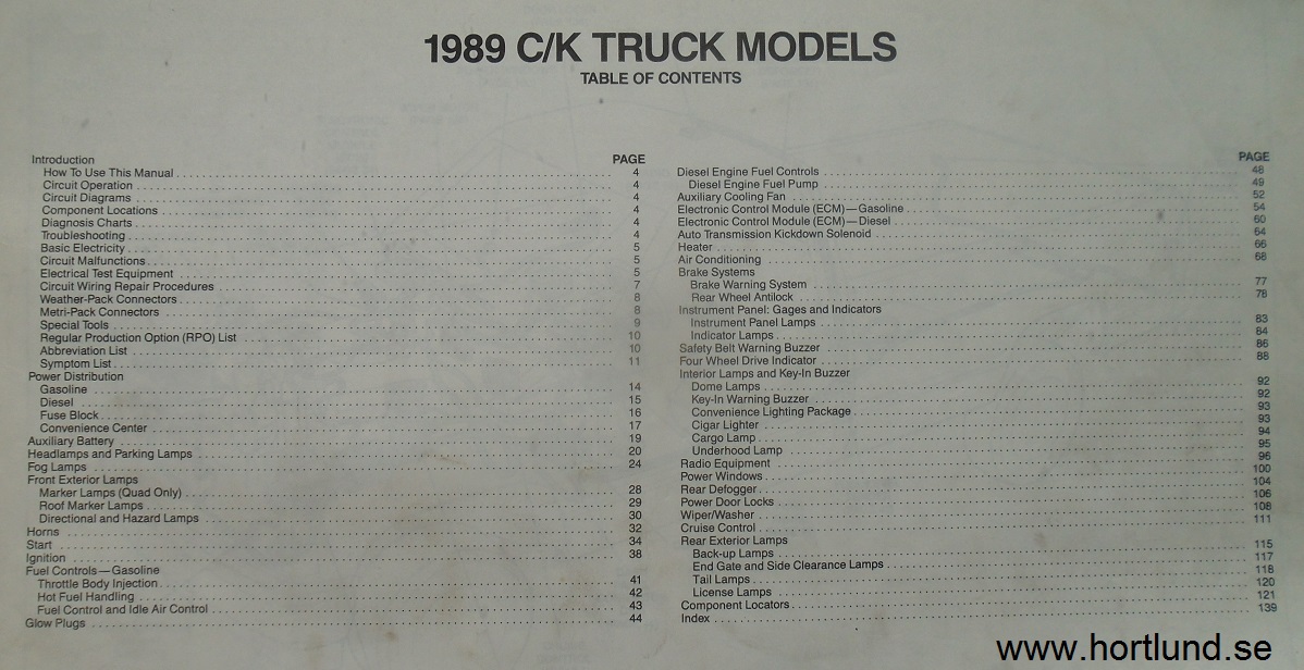 1989 GMC Light Duty Truck C/K Models Electrical Diagrams & Diagnosis - 2